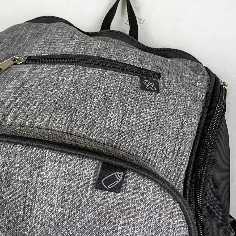Fisher-Price Diaper Bag Backpack Gray Black Multi Pocket Travel Baby Bag‎